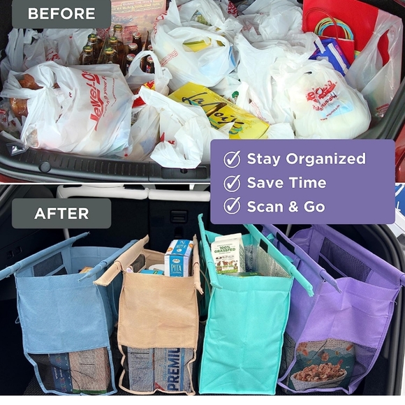 Lotus Trolley Bags - Reusable Shopping Bags- Set of 4 - Picture 6 of 13